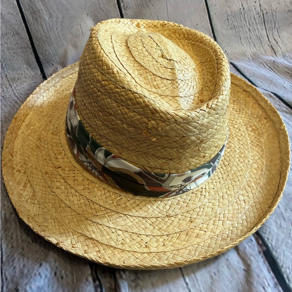 Biltmore Fabric Band Raffia Straw Hat with‎ Pin Size L/XL Made in Canada - Picture 4 of 10